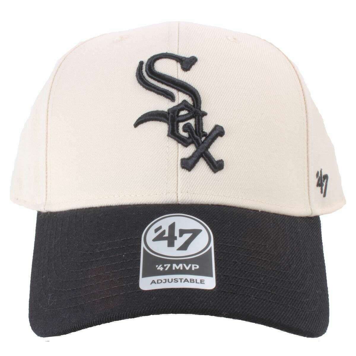 47 Brand MLB Chicago White Sox Two Tone MVP Cap - Natural Cream/Black - Image 2