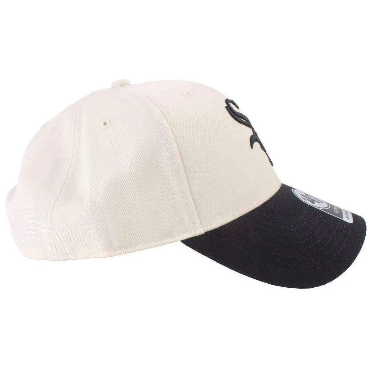 47 Brand MLB Chicago White Sox Two Tone MVP Cap - Natural Cream/Black - Image 3