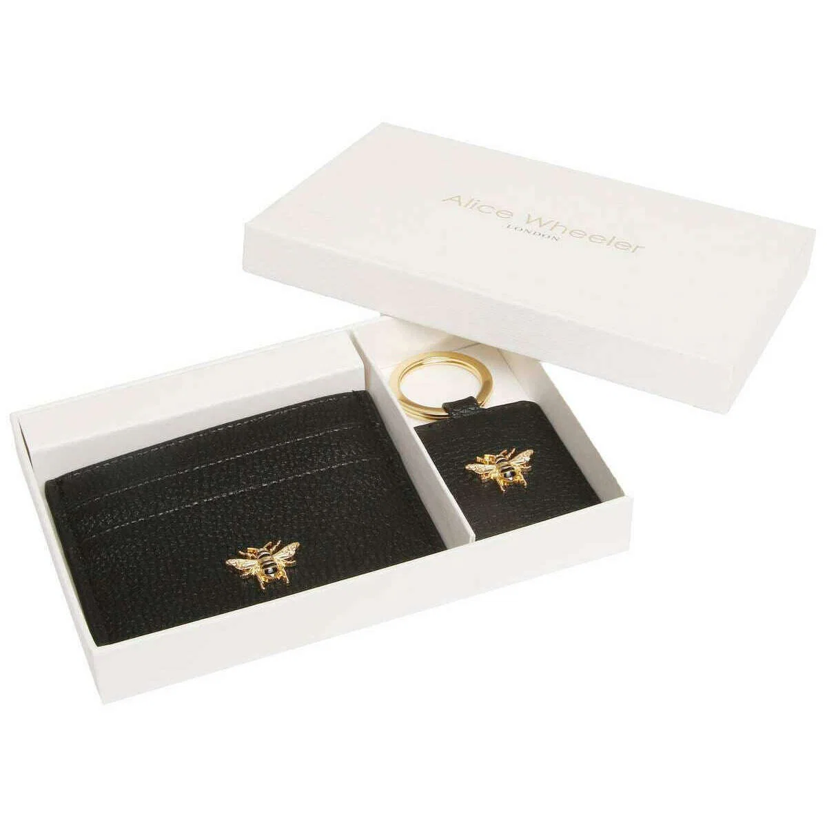 Alice Wheeler London Bow Card Holder and Key Ring Gift Set - Black - Image 2