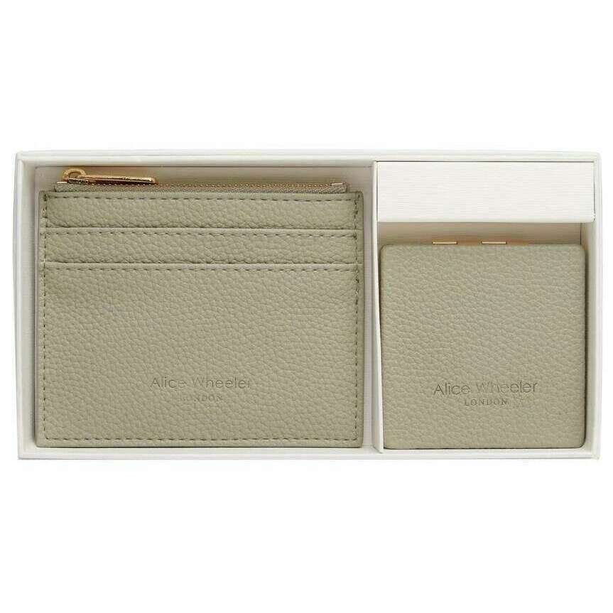 Alice Wheeler London Coin Purse and Mirror Compact Gift Set - Pistachio Green