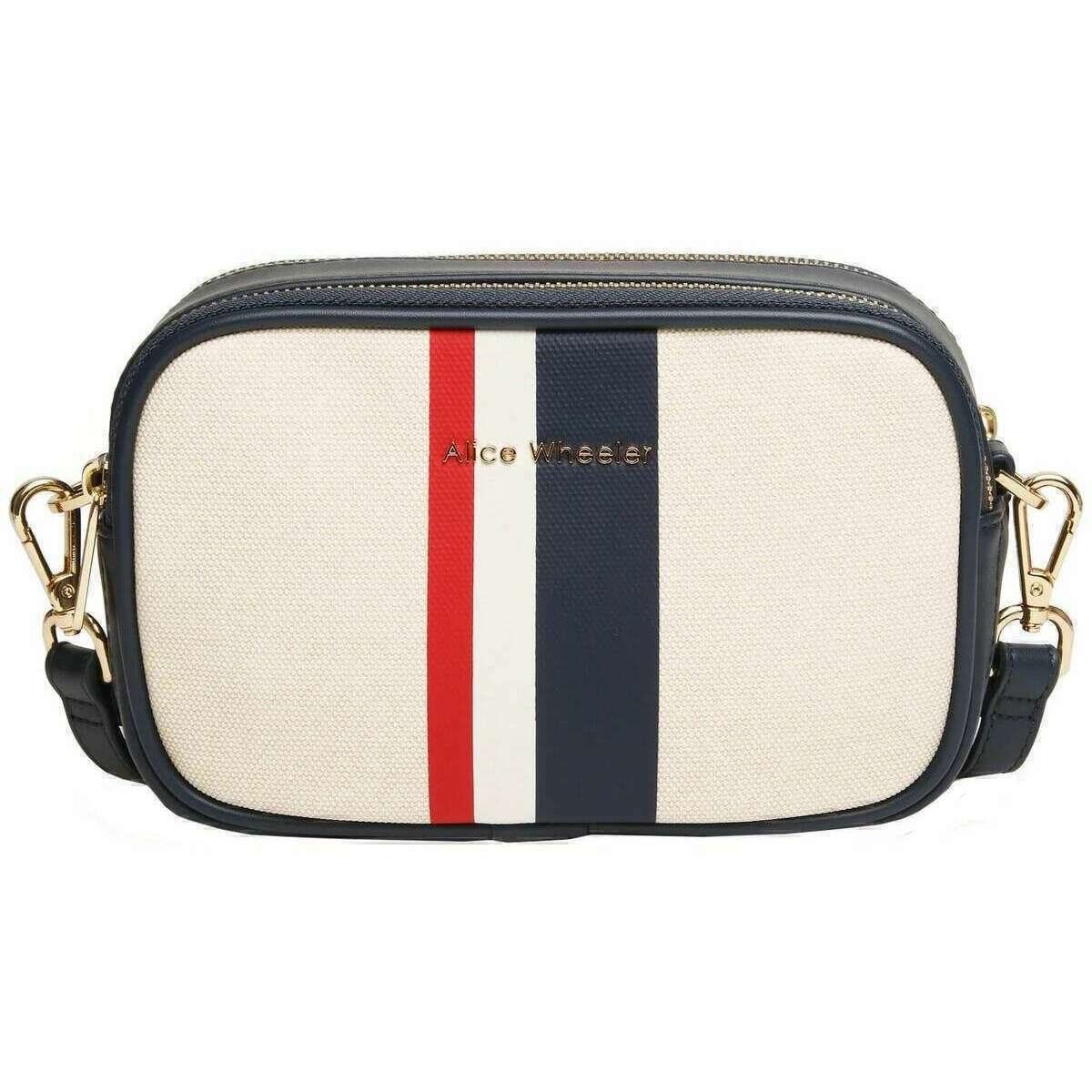 Alice Wheeler London Madrid Stripe Camera Crossbody Bag - Navy