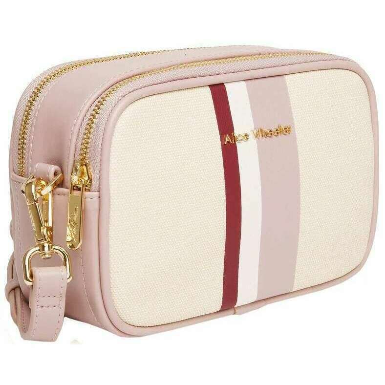 Alice Wheeler London Madrid Stripe Camera Crossbody Bag - Pink - Image 2