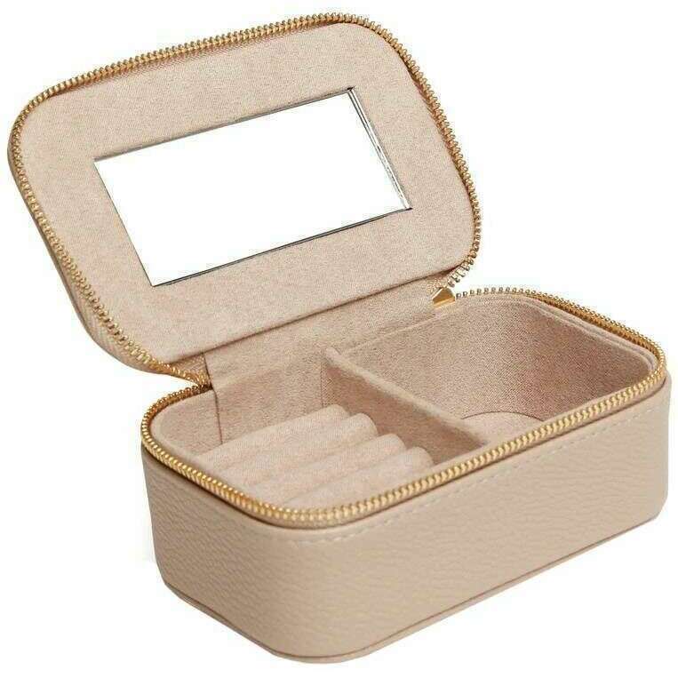 Alice Wheeler London Mini Travel Jewellery Box - Stone Beige