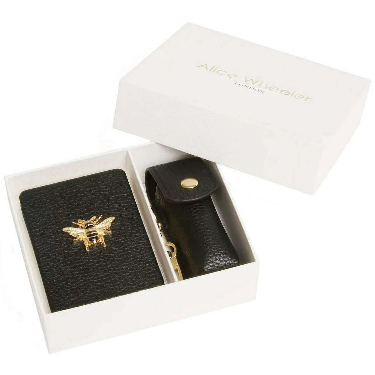 Alice Wheeler London Oblong Compact Mirror and Lipstick Holder Gift Set - Black - Image 3