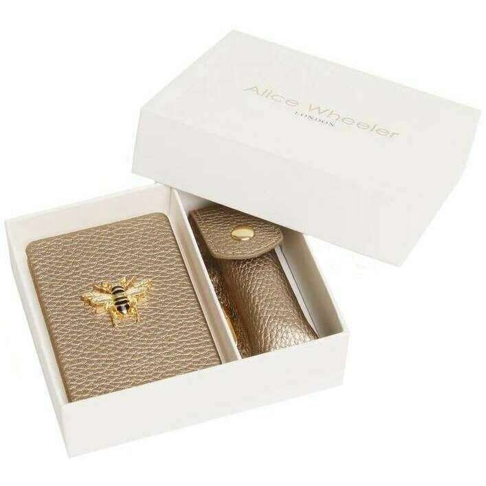 Alice Wheeler London Oblong Compact Mirror and Lipstick Holder Gift Set - Bronze - Image 3