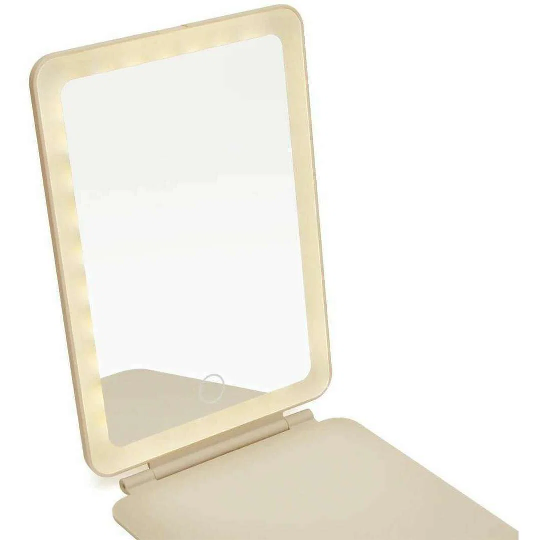Alice Wheeler London Soft Touch Portable LED Mirror - Stone Beige - Image 4