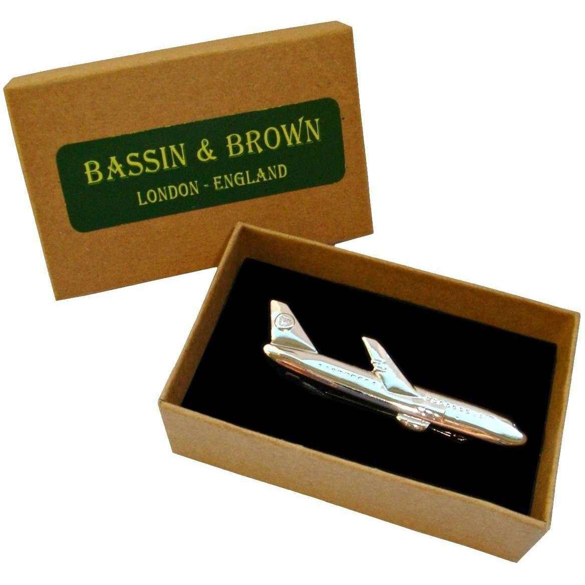 Bassin and Brown Airplane Tie Bar - Silver - Image 4