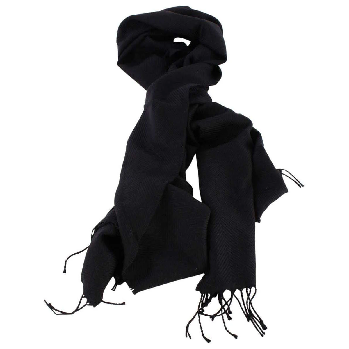Bassin and Brown Alberto Chevron Wool Scarf - Black - Image 4