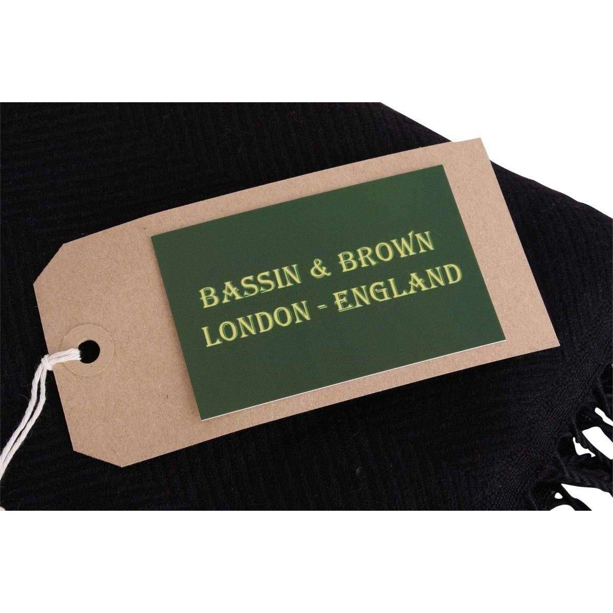 Bassin and Brown Alberto Chevron Wool Scarf - Black - Image 5
