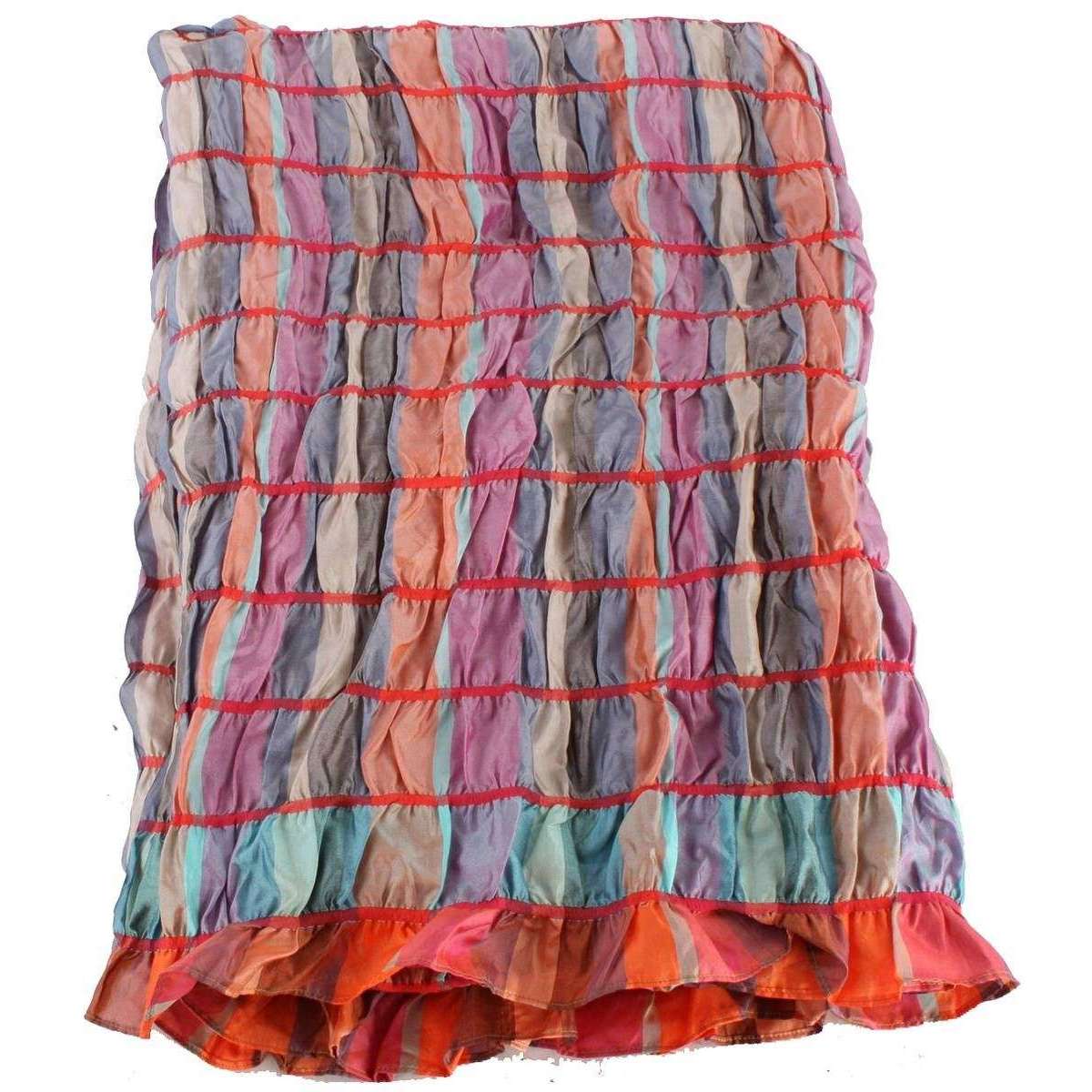 Bassin and Brown Arboretum Metalic Check Silk Scarf  - Pink/Turquoise/Beige - Image 3