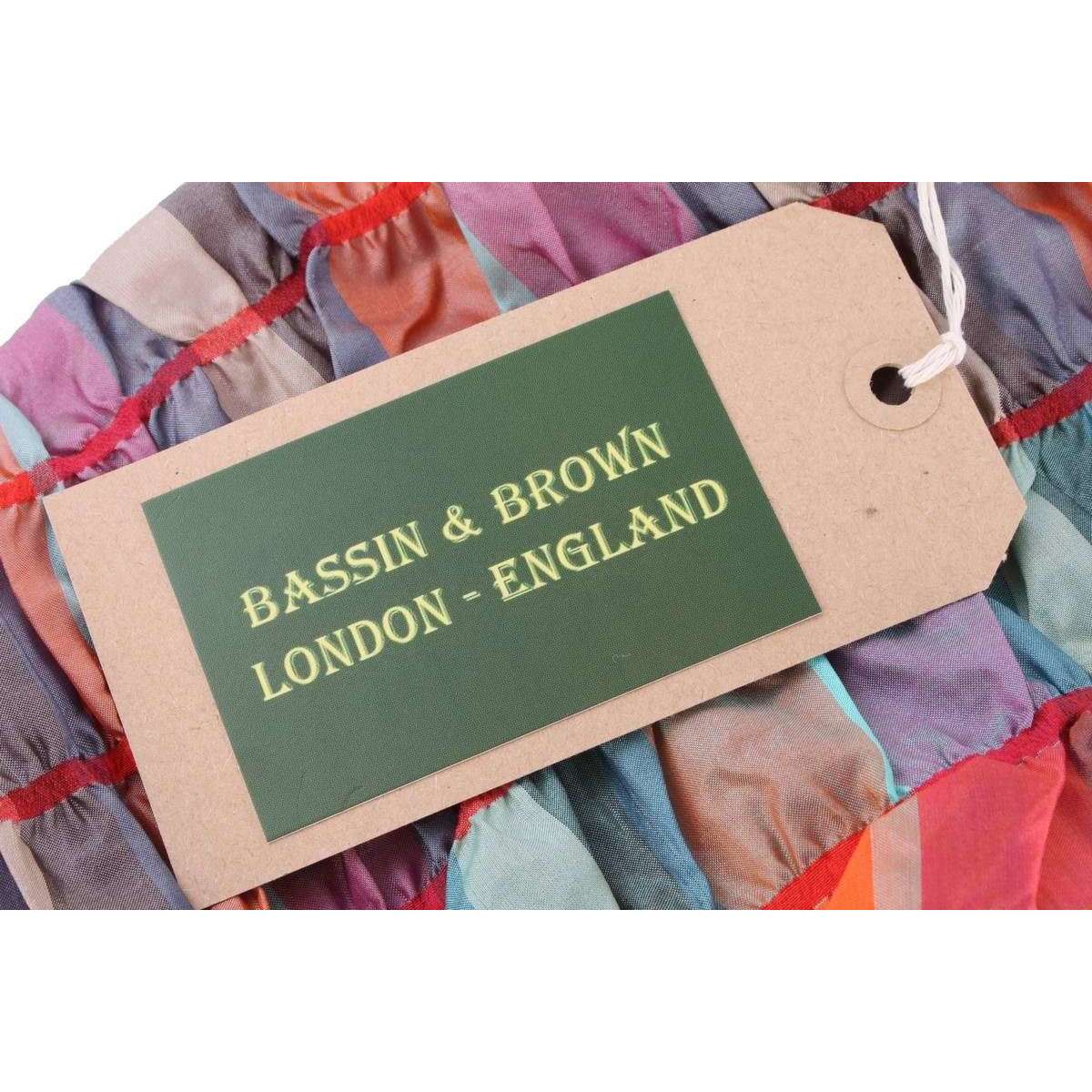 Bassin and Brown Arboretum Metalic Check Silk Scarf  - Pink/Turquoise/Beige - Image 5