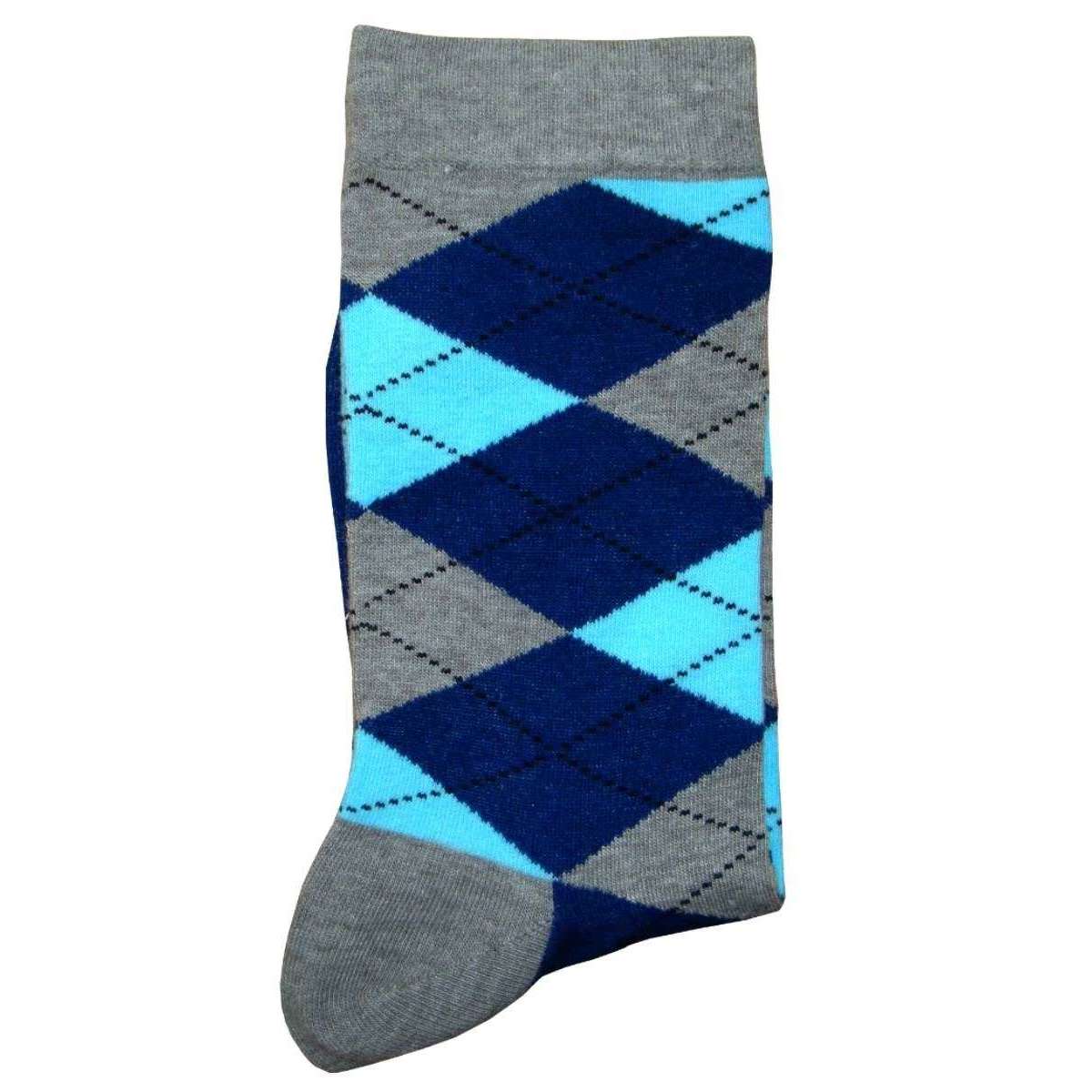 Bassin and Brown Argyle Socks - Grey/Navy/Light Blue - Image 2