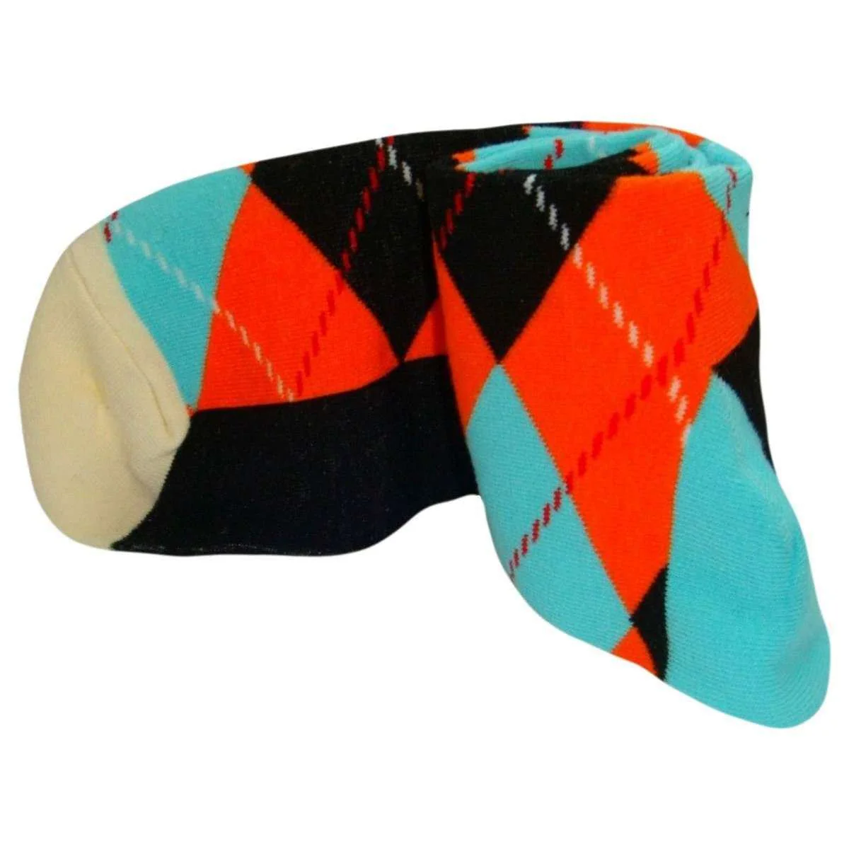 Bassin and Brown Argyle Socks - Orange/Blue/Black - Image 2