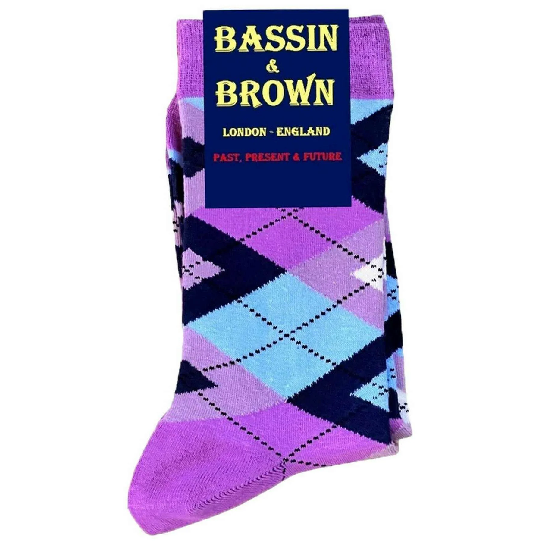 Bassin and Brown Argyle Socks - Purple/Lilac/Light Blue - Image 3