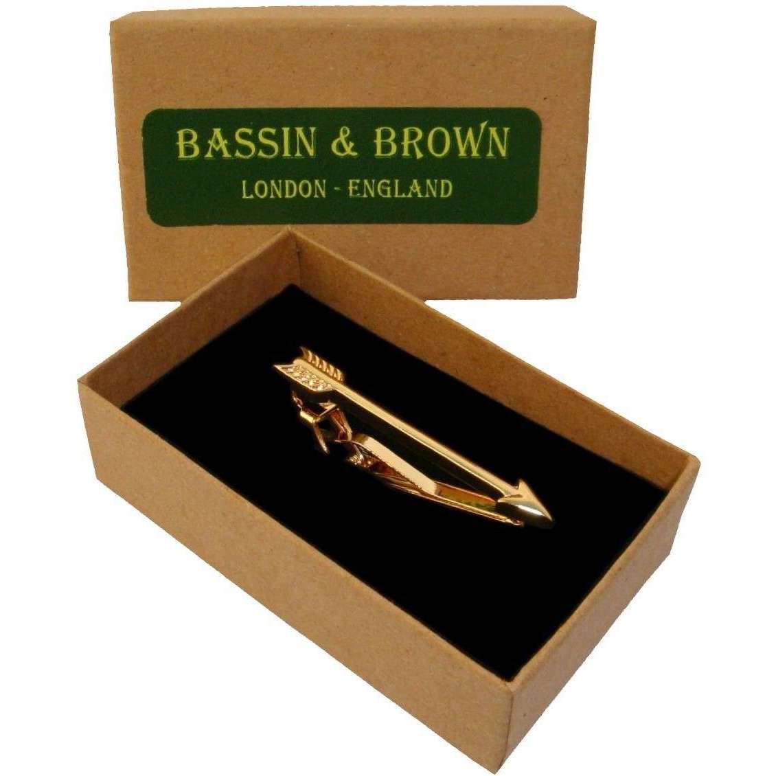 Bassin and Brown Arrow Tie Bar - Gold - Image 4