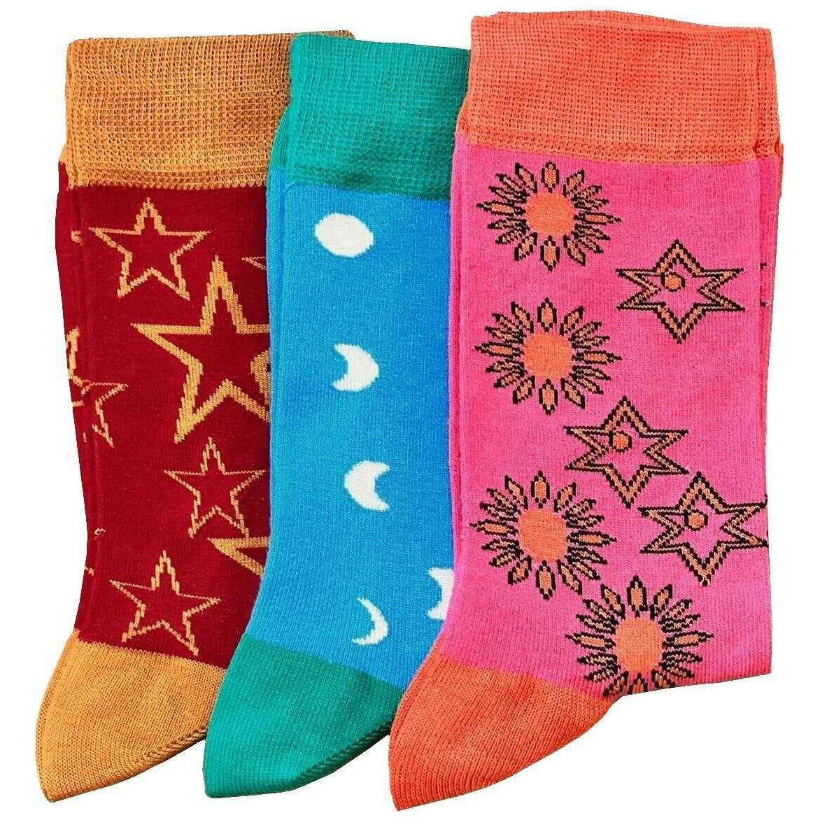 Bassin and Brown Bamboo Socks - Pink/Blue/Red - Image 2