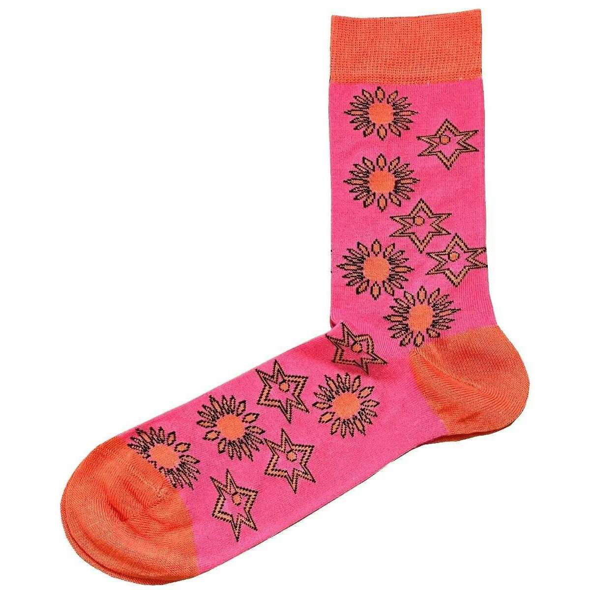 Bassin and Brown Bamboo Socks - Pink/Blue/Red - Image 3