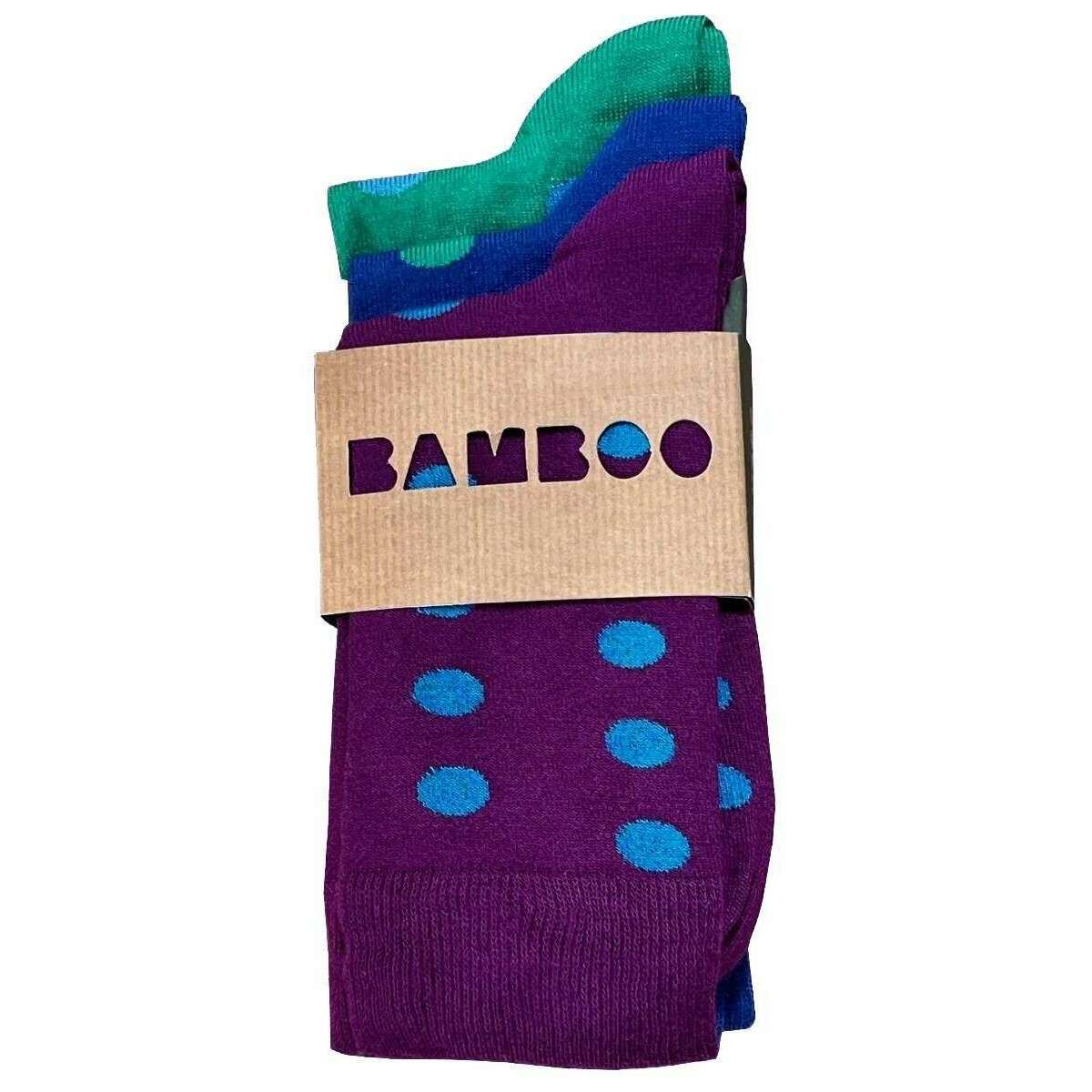 Bassin and Brown Bamboo Spotted Three Pack Socks - Purple/Green/Blue
