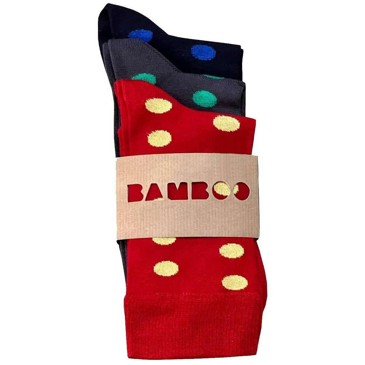 Bassin and Brown Bamboo Spotted Three Pack Socks - Red/Navy/Grey