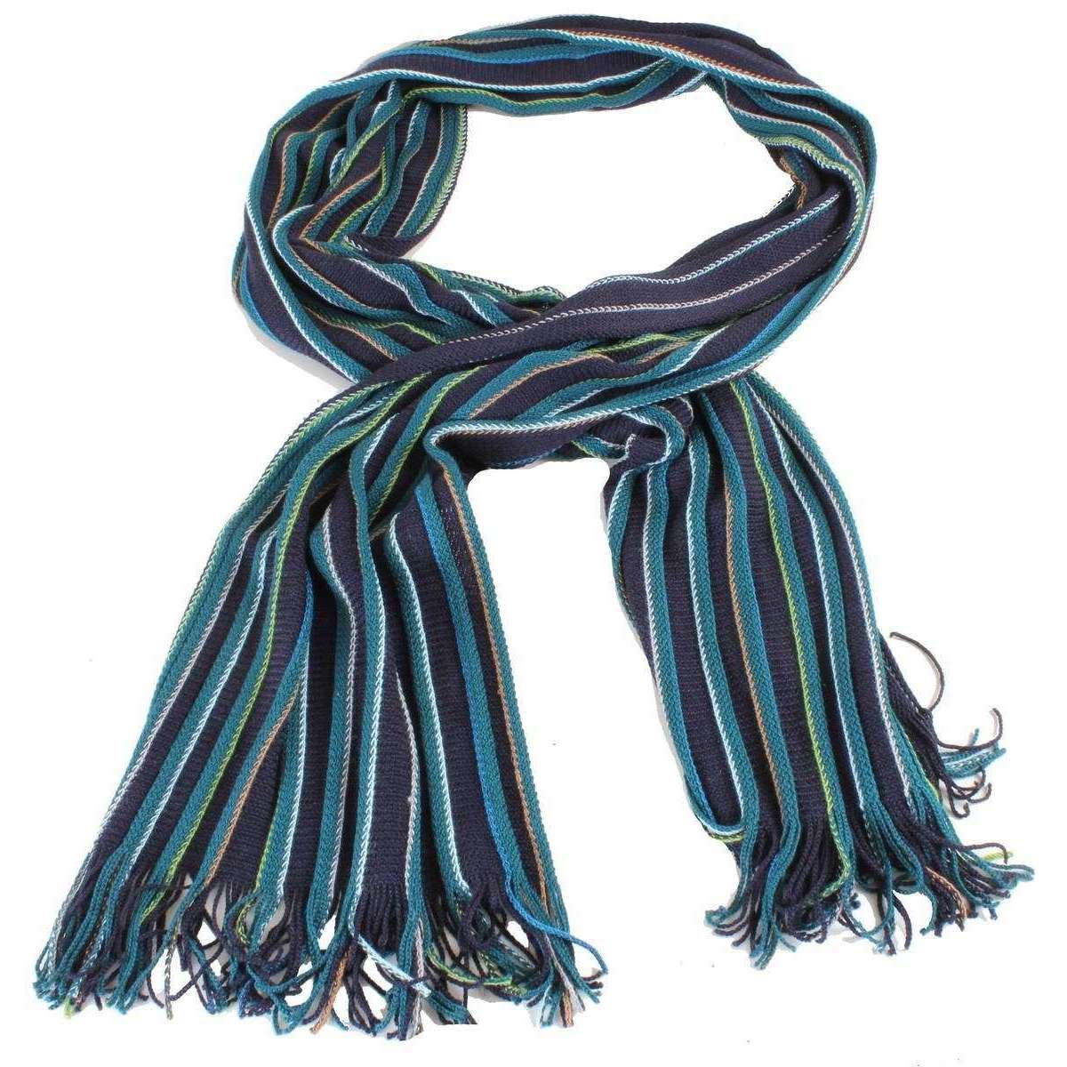 Bassin and Brown Barnes Striped Wool Scarf - Navy/Green/Blue - Image 2