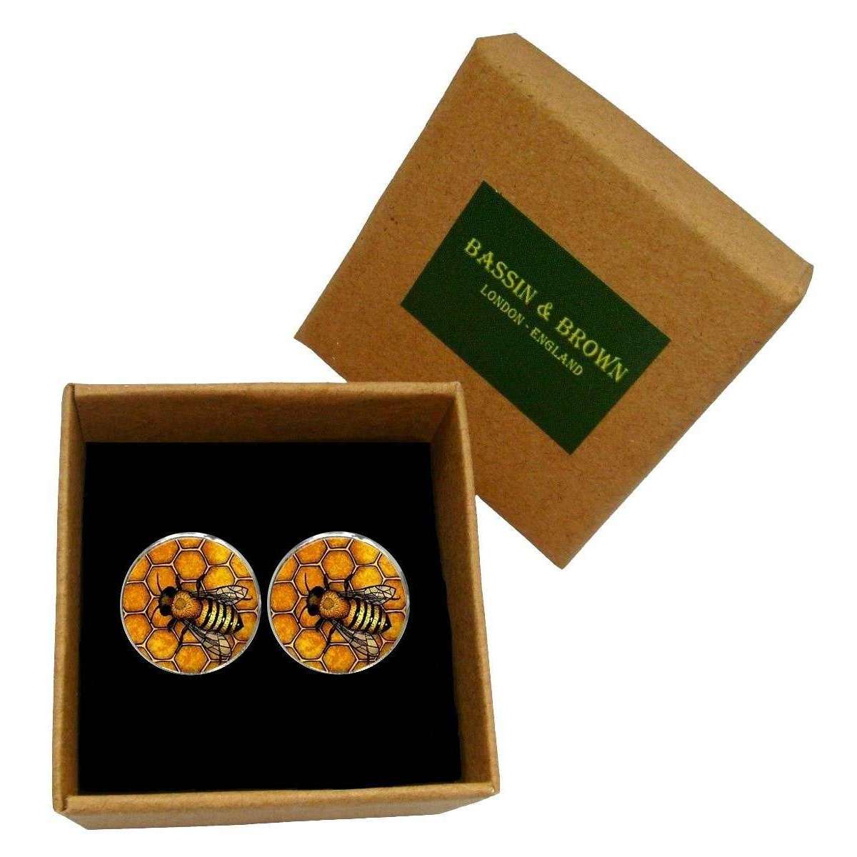 Bassin and Brown Bee Cufflinks - Black/Yellow - Image 5