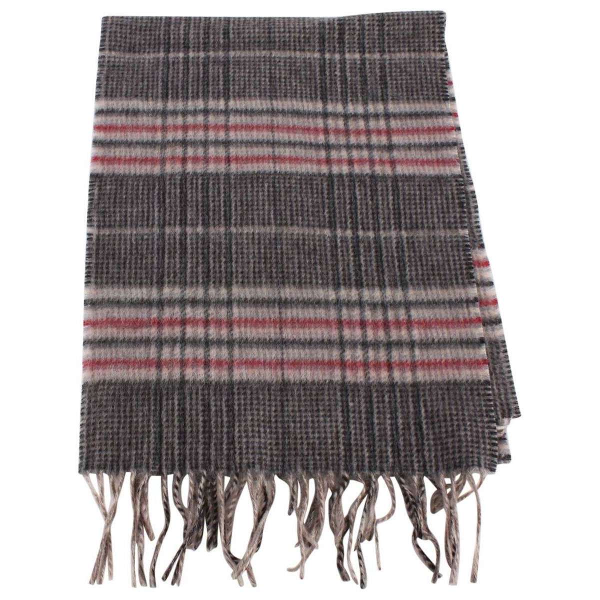 Bassin and Brown Bergkamp Checked Cashmere Scarf - Beige/Grey/Red - Image 3
