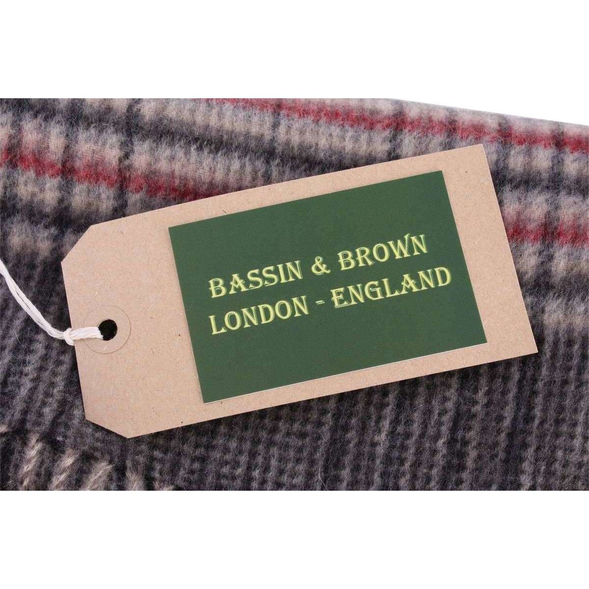 Bassin and Brown Bergkamp Checked Cashmere Scarf - Beige/Grey/Red - Image 5