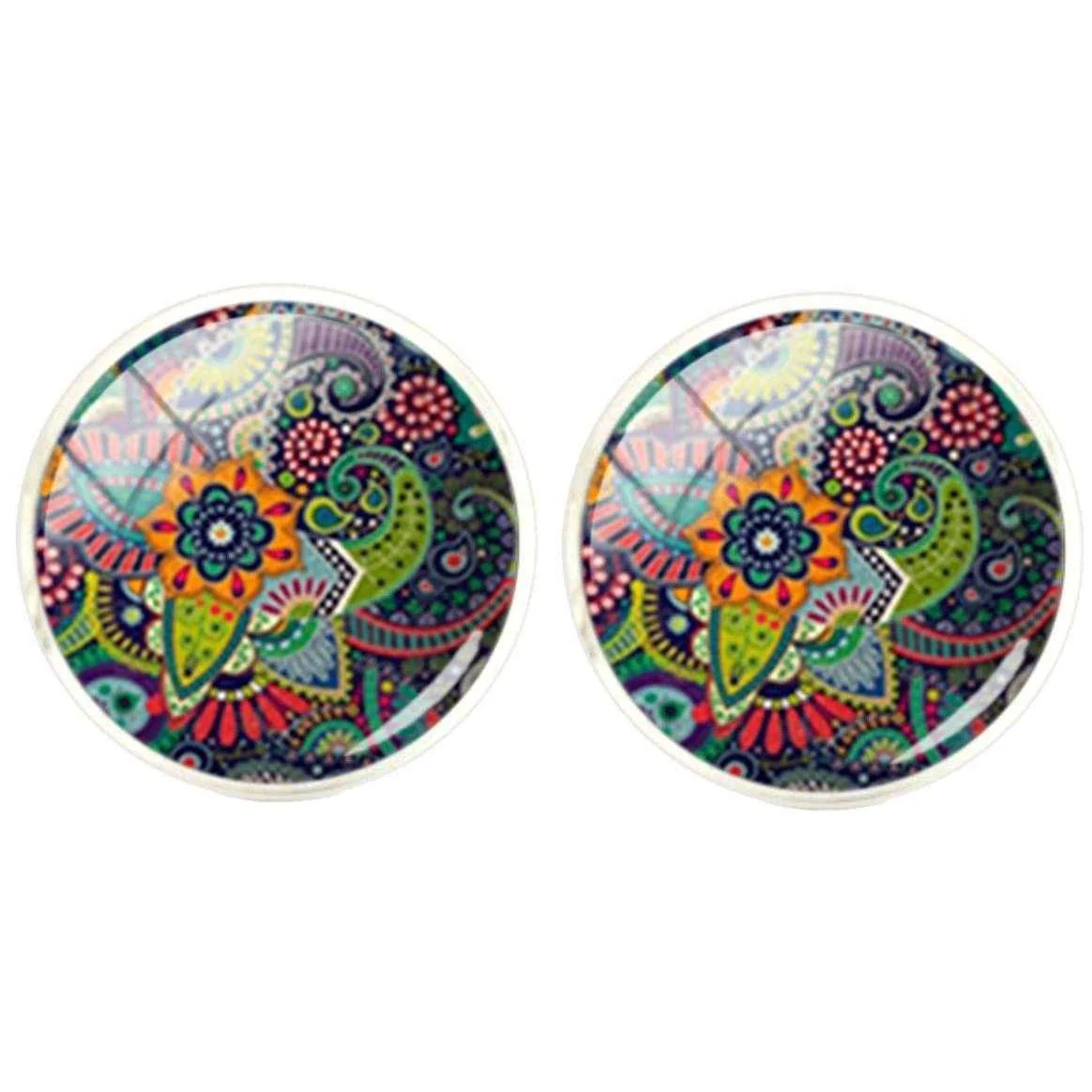 Bassin and Brown Bohemian Flower Cufflinks - Multi-colour