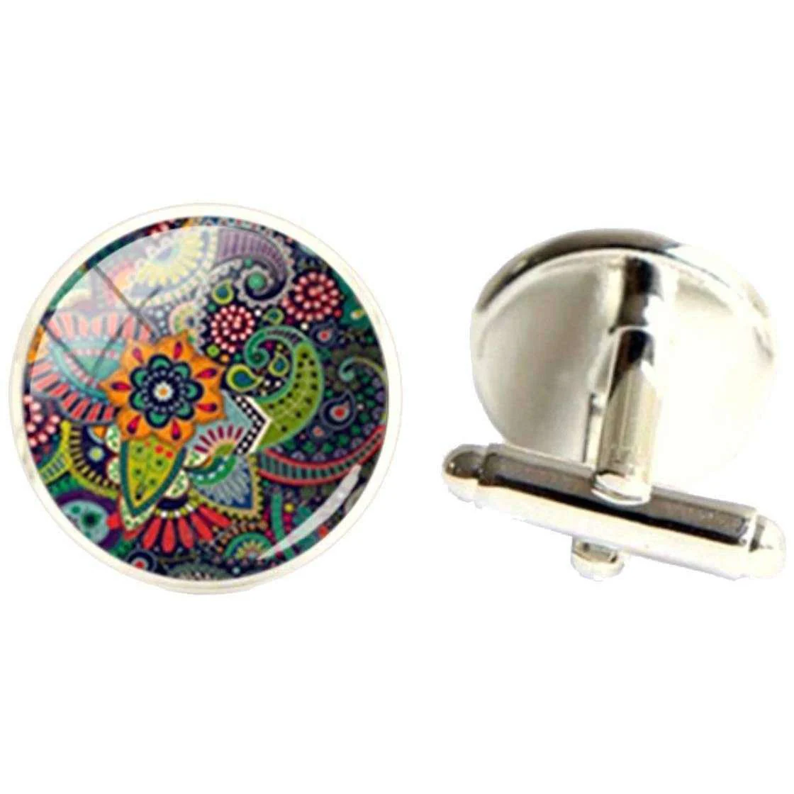 Bassin and Brown Bohemian Flower Cufflinks - Multi-colour - Image 3