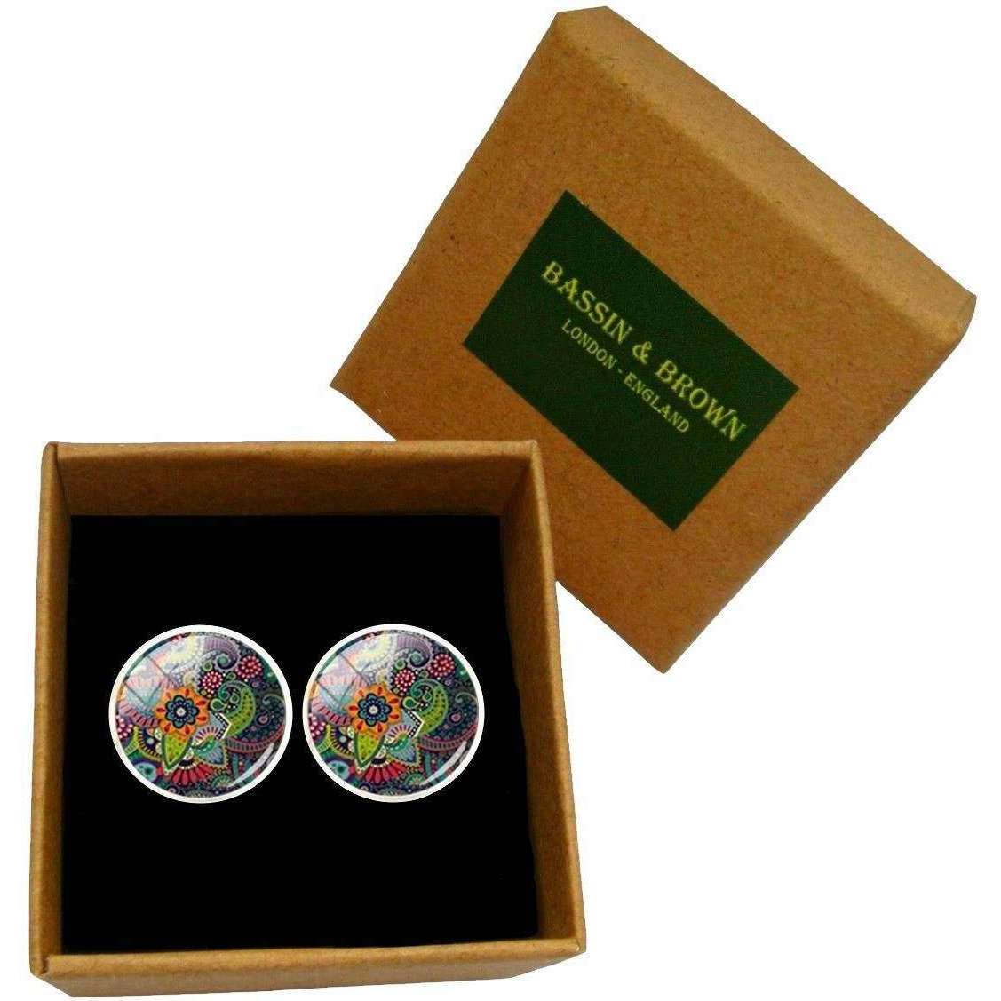 Bassin and Brown Bohemian Flower Cufflinks - Multi-colour - Image 6