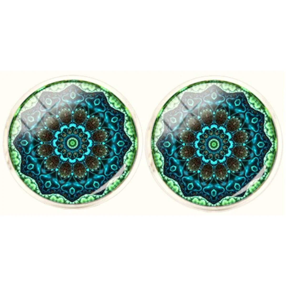 Bassin and Brown Bohemian Swirl Cufflinks - Mint/Green/Navy