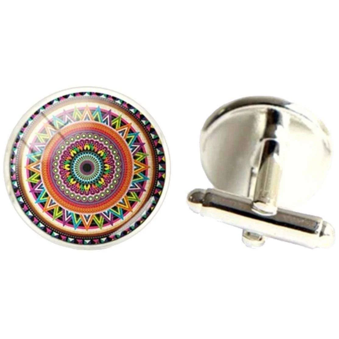 Bassin and Brown Bohemian Swirl Cufflinks - Wine/Green/Yellow - Image 3