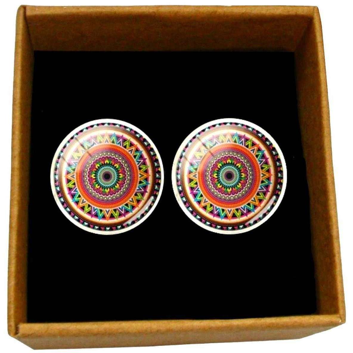 Bassin and Brown Bohemian Swirl Cufflinks - Wine/Green/Yellow - Image 5