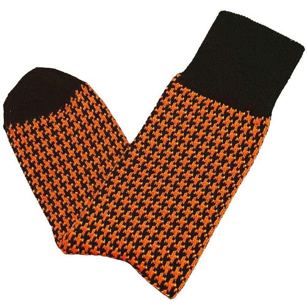 Bassin and Brown Brandyn Check Socks - Black/Orange - Image 2