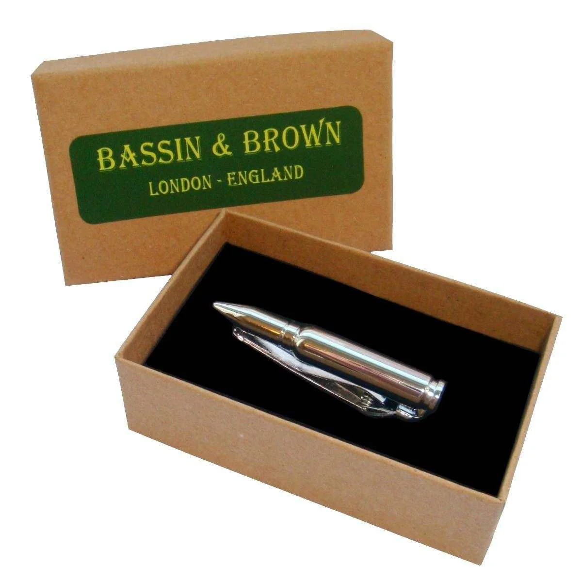 Bassin and Brown Bullet Tie Bar - Silver - Image 5