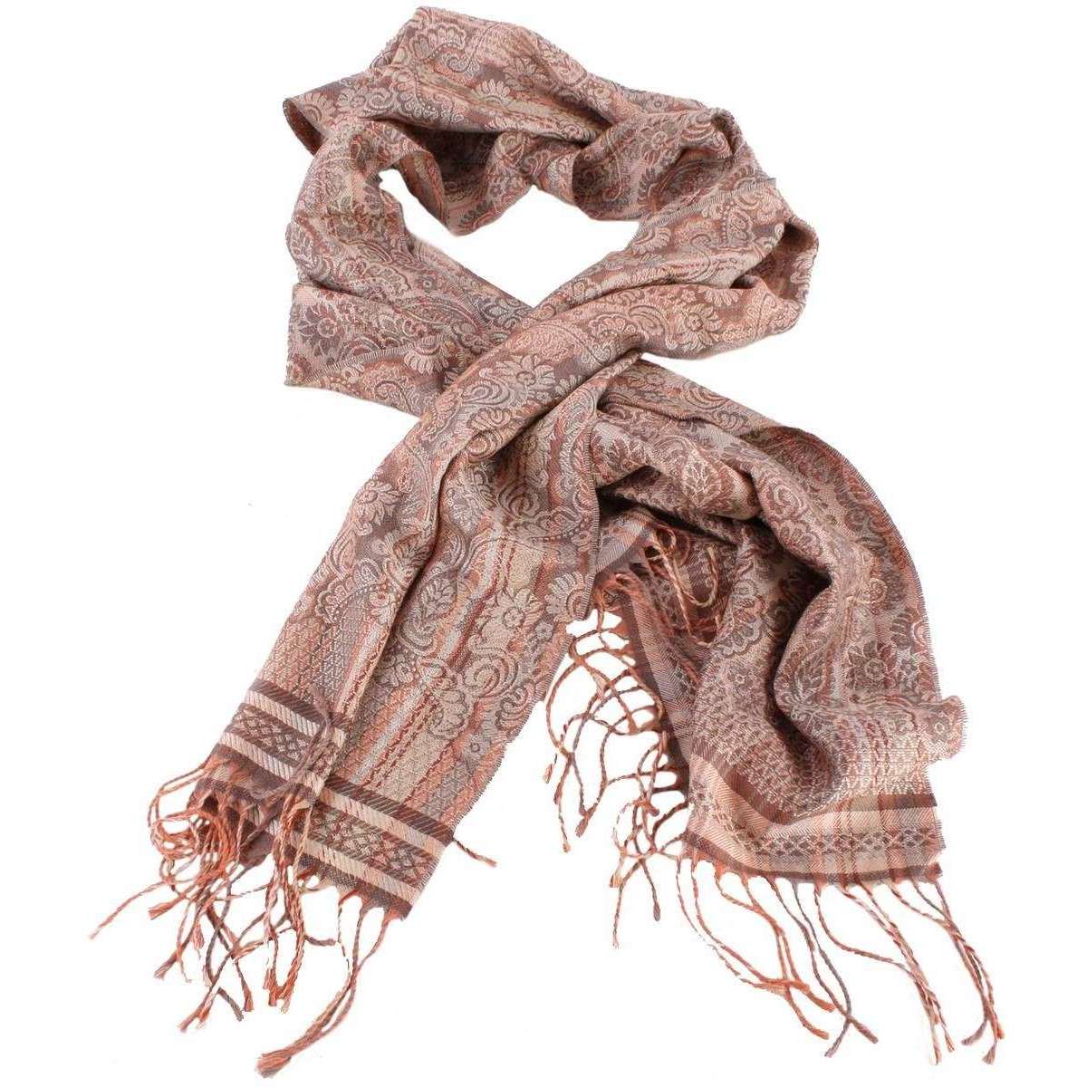 Bassin and Brown Bush Willow Stripe Flower Scarf - Brown/Camel - Image 2