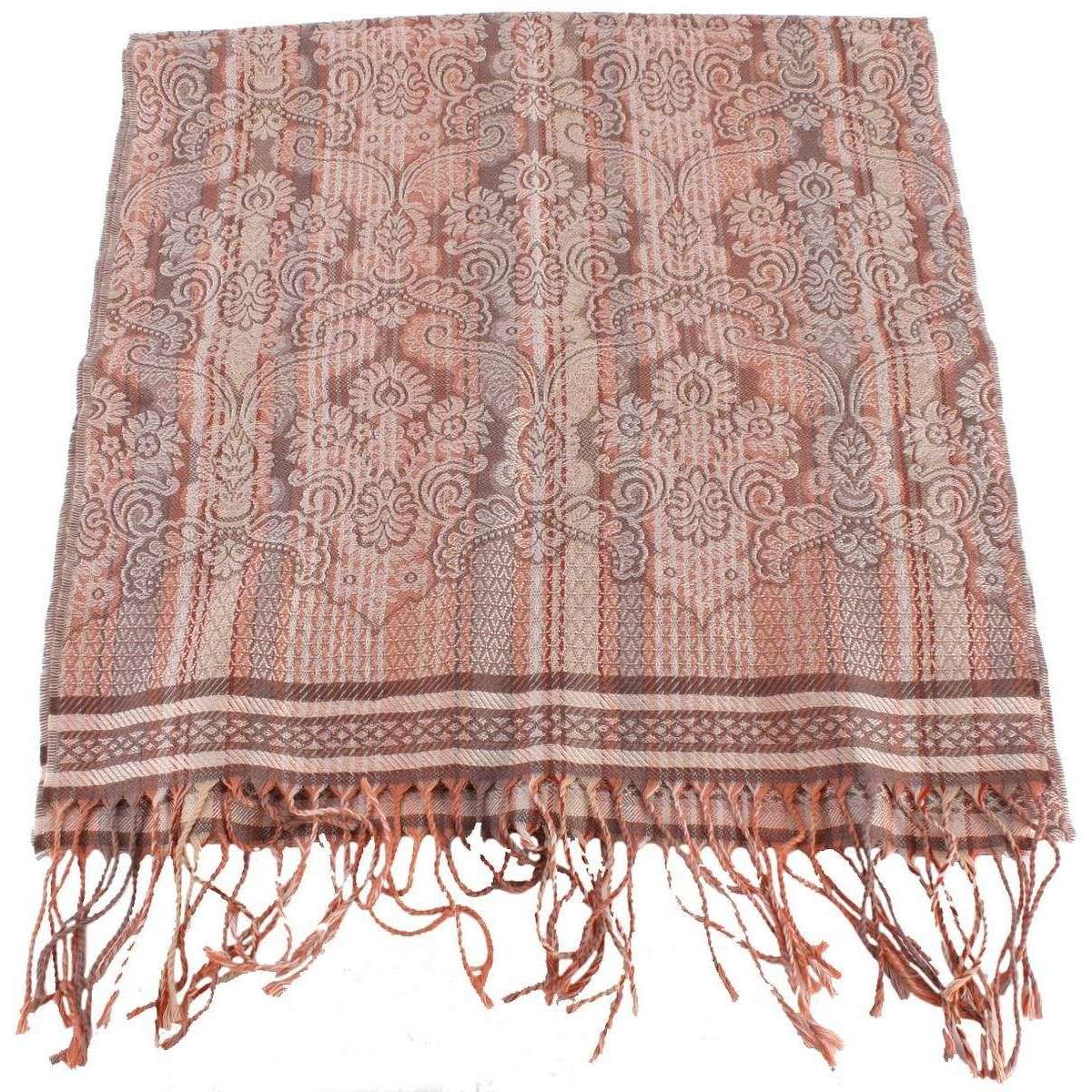 Bassin and Brown Bush Willow Stripe Flower Scarf - Brown/Camel - Image 3
