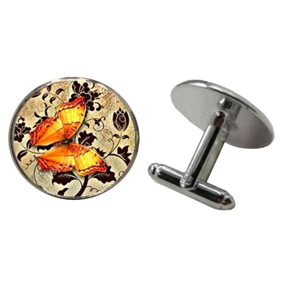 Bassin and Brown Butterfly Cufflinks - Yellow/Fawn - Image 2