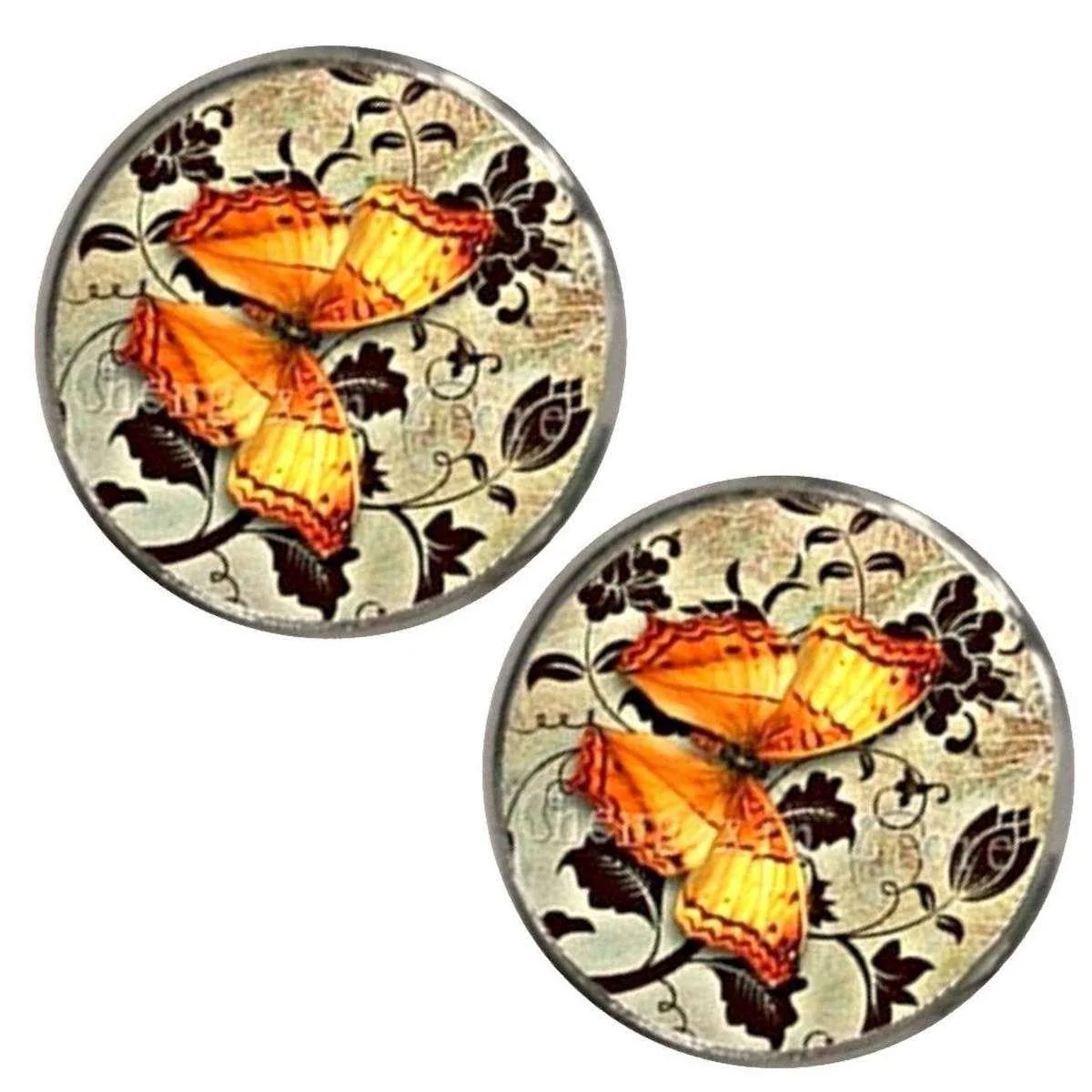 Bassin and Brown Butterfly Cufflinks - Yellow/Fawn - Image 3