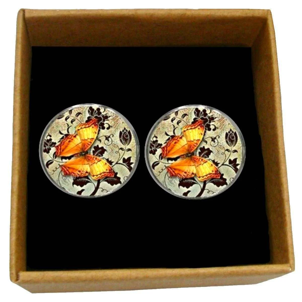 Bassin and Brown Butterfly Cufflinks - Yellow/Fawn - Image 4