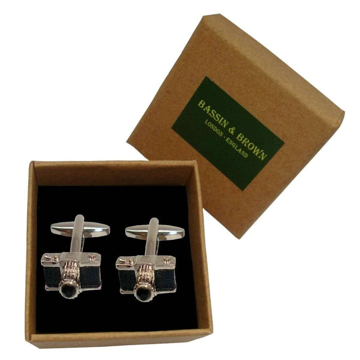 Bassin and Brown Camera Cufflinks - Black/Silver - Image 3