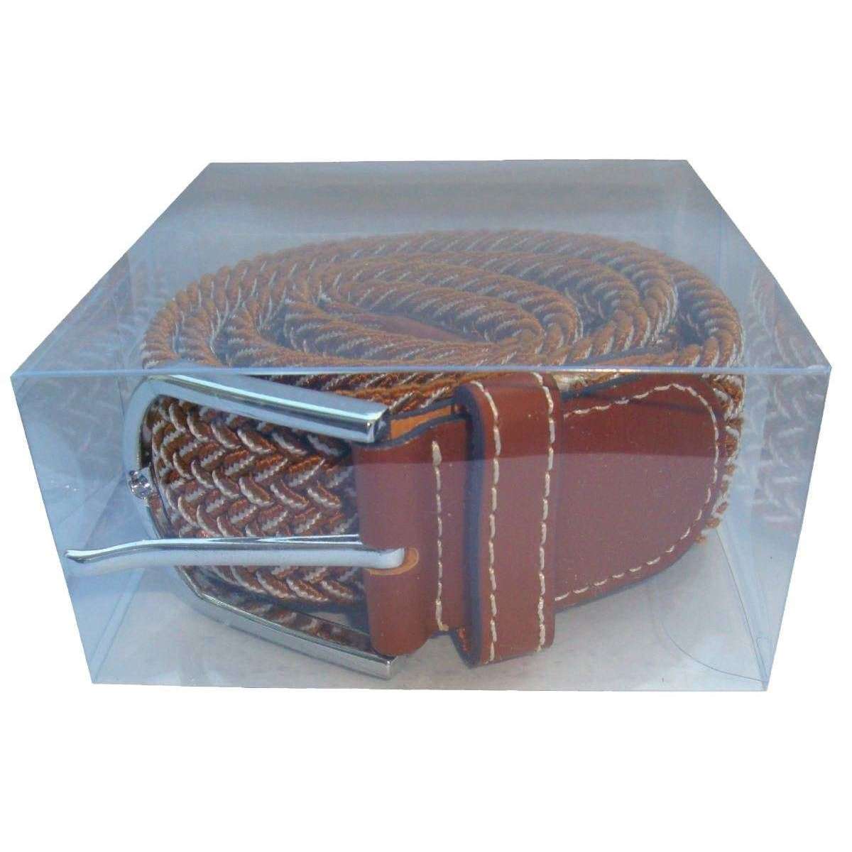 Bassin and Brown Chevron Lined Woven Buckle Belt - Light Brown/White - Image 3