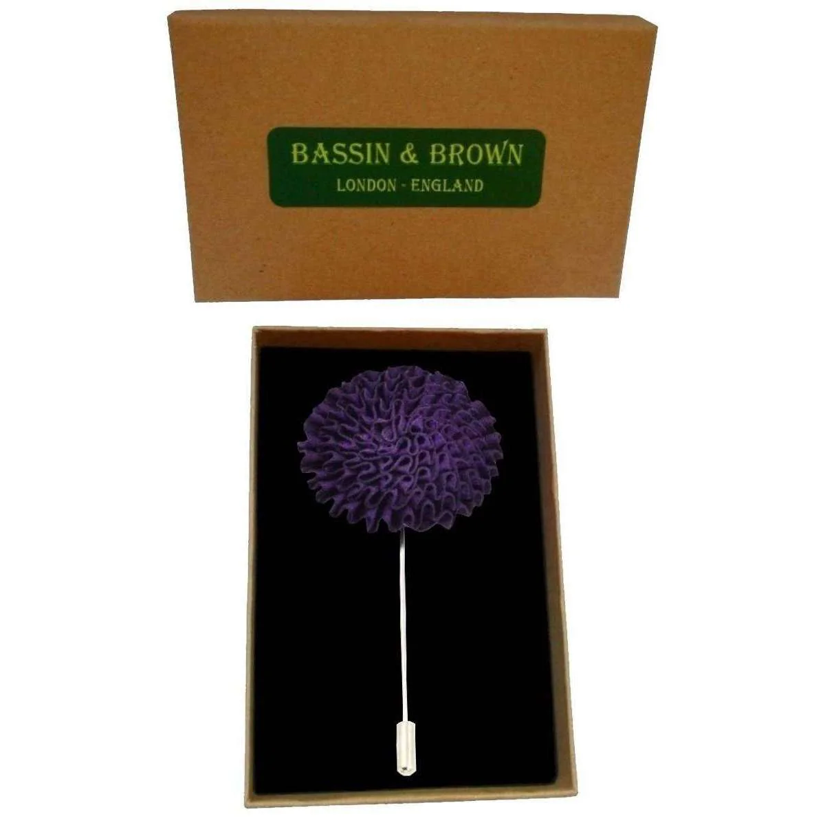 Bassin and Brown Chrysanthemum Flower Jacket Lapel Pin - Purple - Image 2