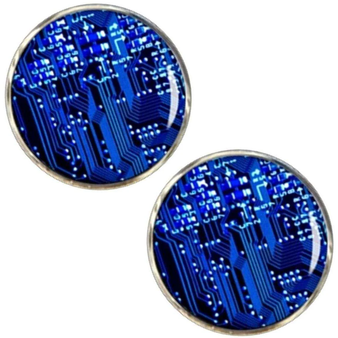 Bassin and Brown Circuit Board Cufflinks - Blue - Image 2