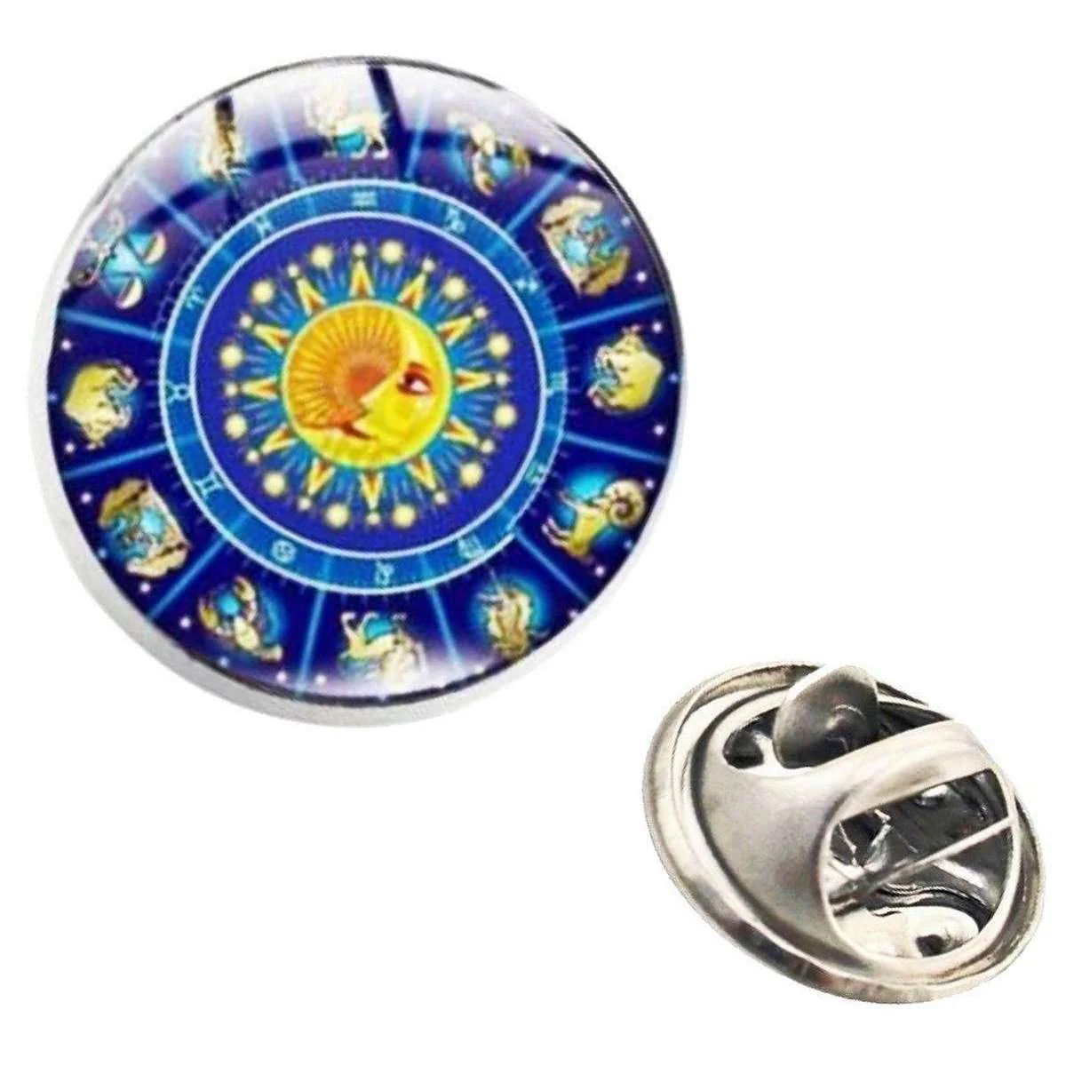 Bassin and Brown Constellation Symbols Lapel Pin - Blue/Yellow - Image 2