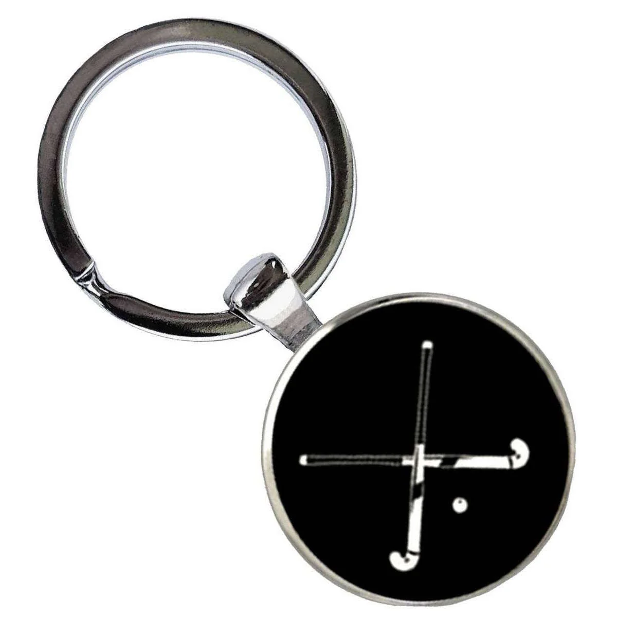 Bassin and Brown Crossed Hockey Sticks Key Ring - Black/White - Image 2