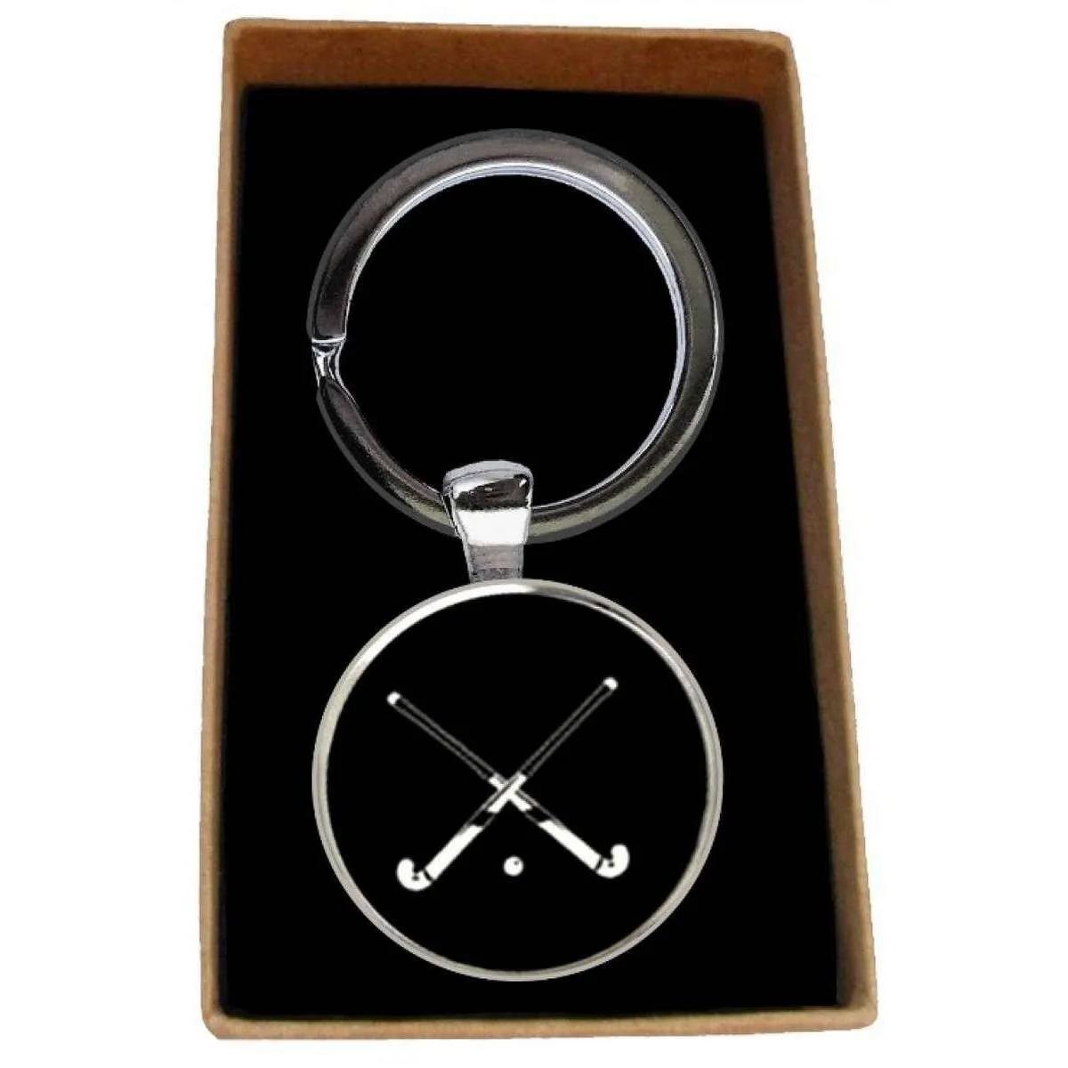 Bassin and Brown Crossed Hockey Sticks Key Ring - Black/White - Image 4