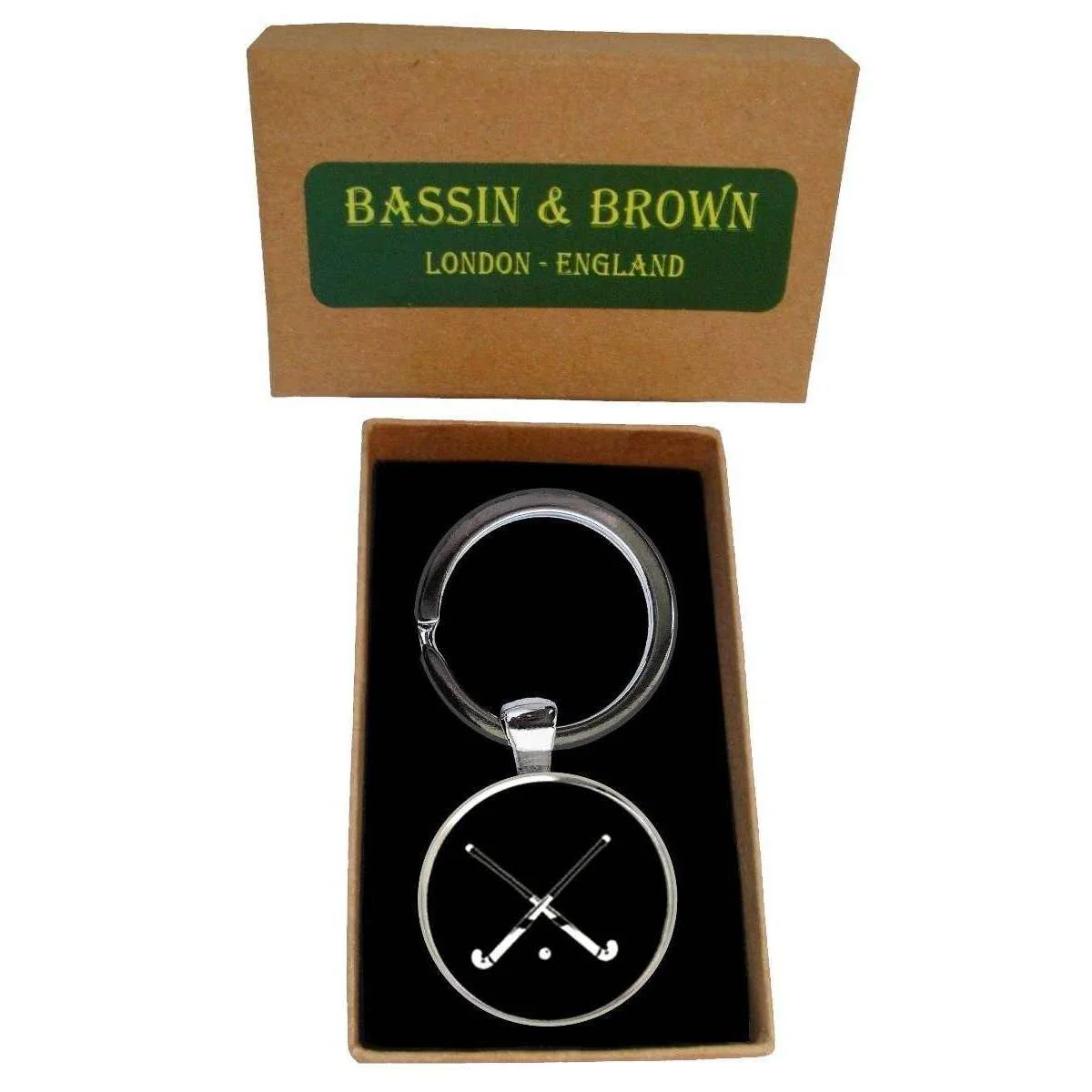 Bassin and Brown Crossed Hockey Sticks Key Ring - Black/White - Image 5