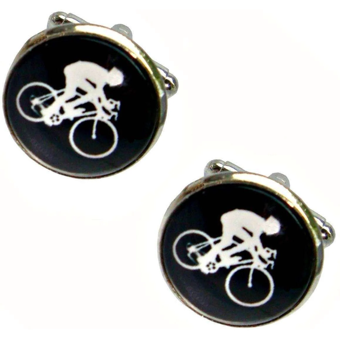 Bassin and Brown Cycling Cufflinks - Black/White - Image 2