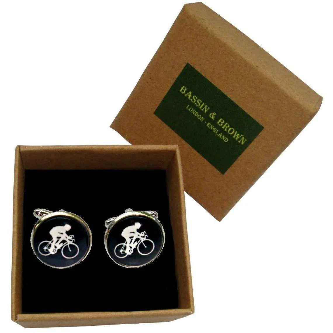Bassin and Brown Cycling Cufflinks - Black/White - Image 5